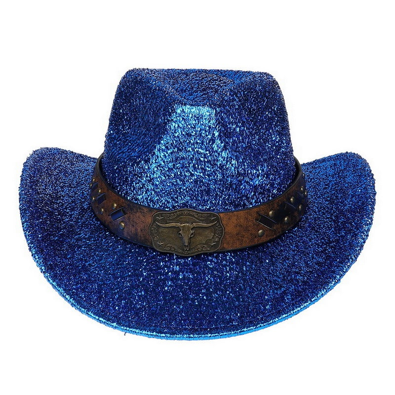 Glitter Cowboy Hat Halloween Black Gold Silver EVA Composite Cow Head Accessories