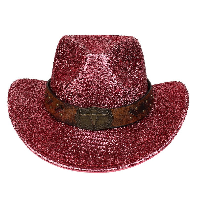 Glitter Cowboy Hat Halloween Black Gold Silver EVA Composite Cow Head Accessories