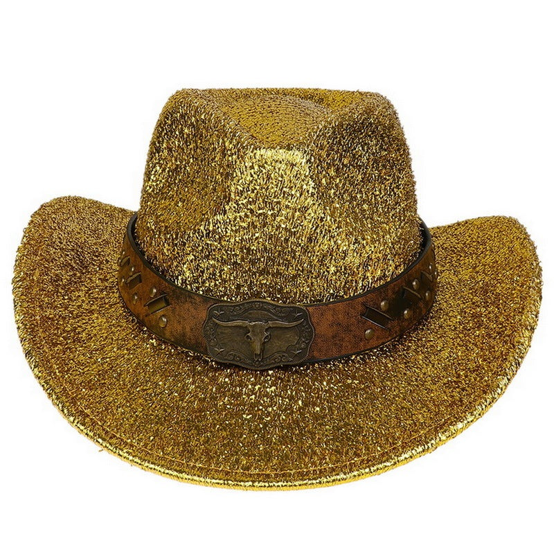 Glitter Cowboy Hat Halloween Black Gold Silver EVA Composite Cow Head Accessories