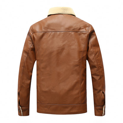 Pu Leather Coat With Fleecy Fur Integrated Coat