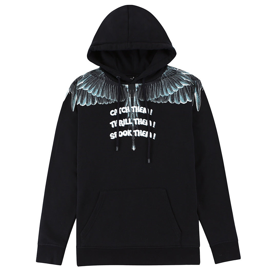 Mark Bronn Wings Print Hooded Sweatshirt for Men and Women