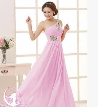 speed selling wedding bridesmaid dress, banquet evening dress, single shoulder dinner party host, evening dress, banquet dress girl