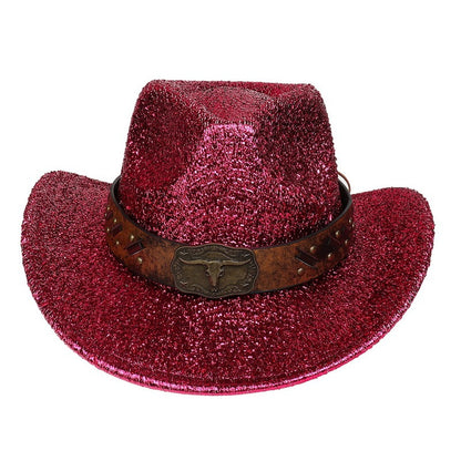 Glitter Cowboy Hat Halloween Black Gold Silver EVA Composite Cow Head Accessories