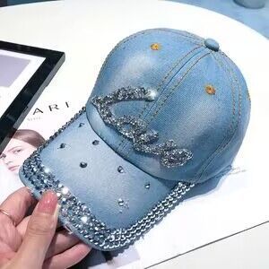 Hot Drilling Washed Denim Baseball Cap Sun-proof