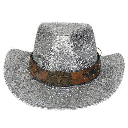 Glitter Cowboy Hat Halloween Black Gold Silver EVA Composite Cow Head Accessories