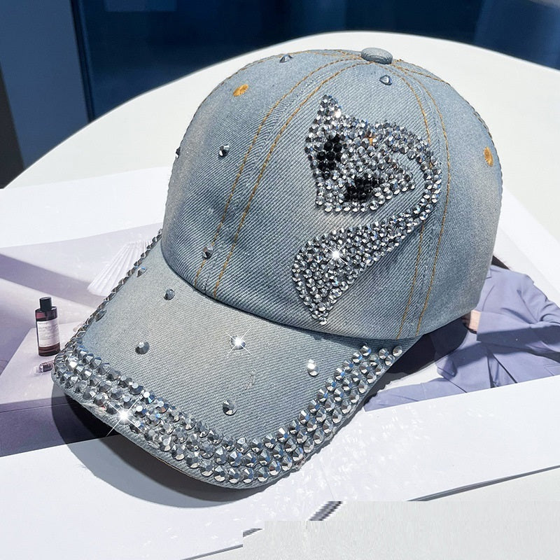 Hot Drilling Washed Denim Baseball Cap Sun-proof