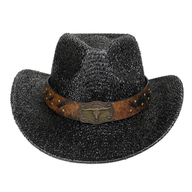 Glitter Cowboy Hat Halloween Black Gold Silver EVA Composite Cow Head Accessories