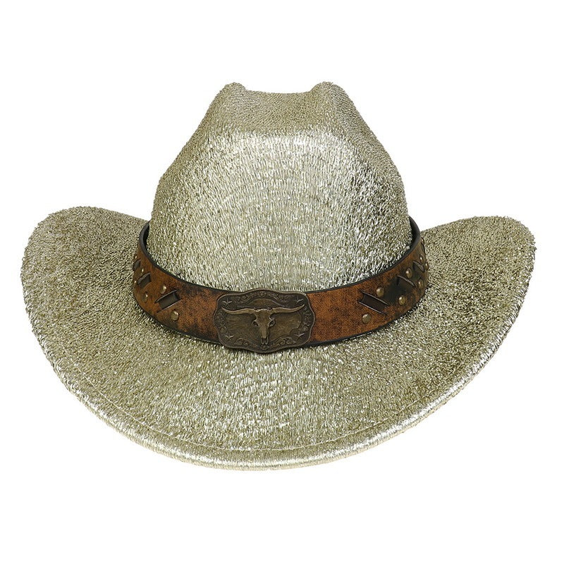 Glitter Cowboy Hat Halloween Black Gold Silver EVA Composite Cow Head Accessories