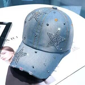 Hot Drilling Washed Denim Baseball Cap Sun-proof