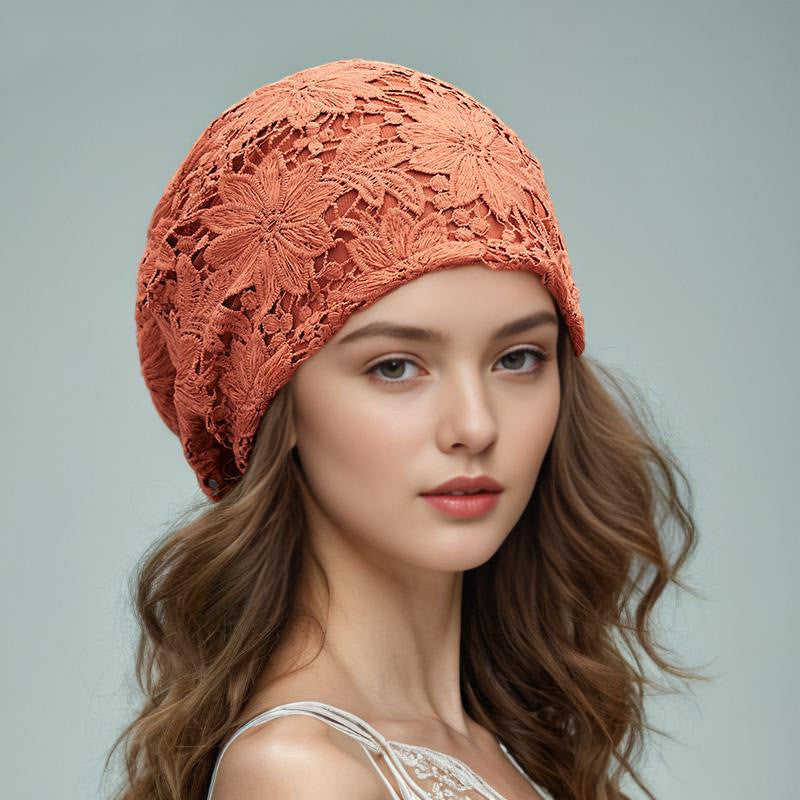 Lace Breathable Empty Flower Cover Gray Hair Pile Style Air Conditioning Cap