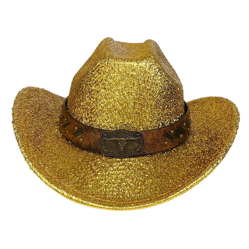 Glitter Cowboy Hat Halloween Black Gold Silver EVA Composite Cow Head Accessories