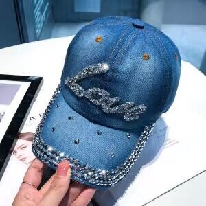 Hot Drilling Washed Denim Baseball Cap Sun-proof