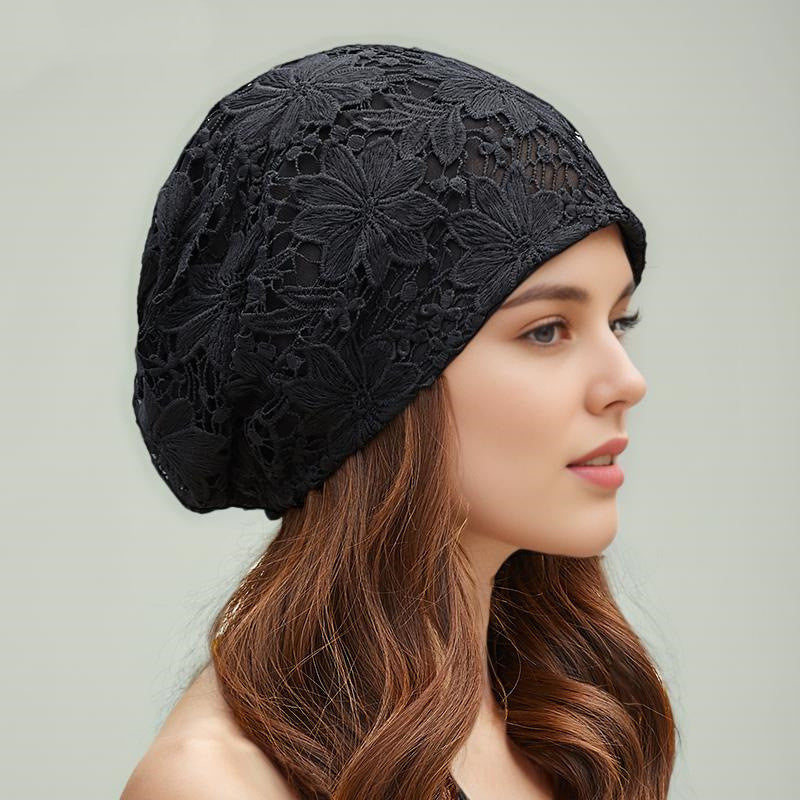 Lace Breathable Empty Flower Cover Gray Hair Pile Style Air Conditioning Cap