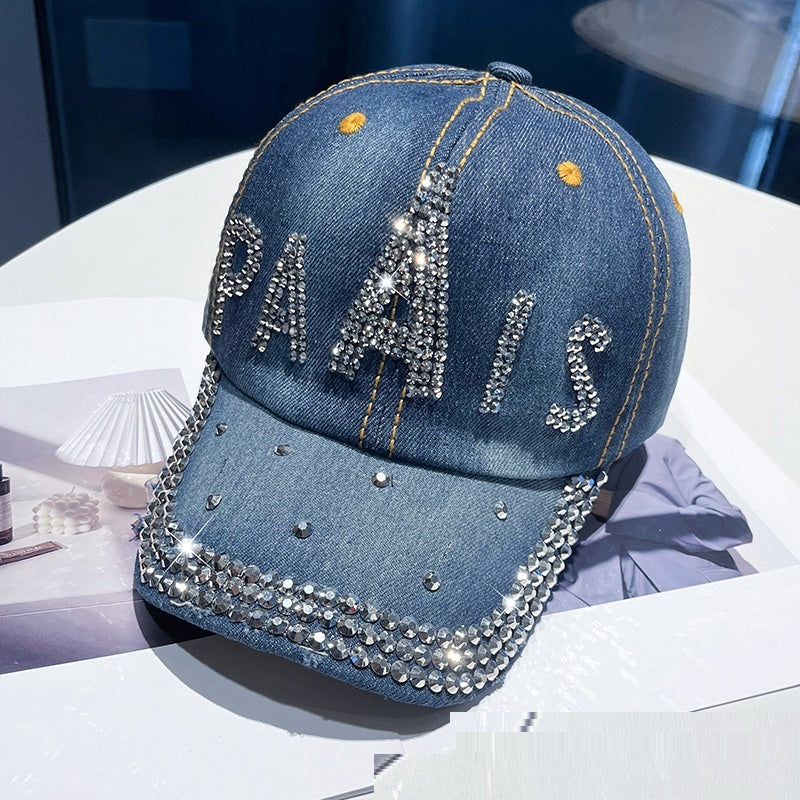 Hot Drilling Washed Denim Baseball Cap Sun-proof