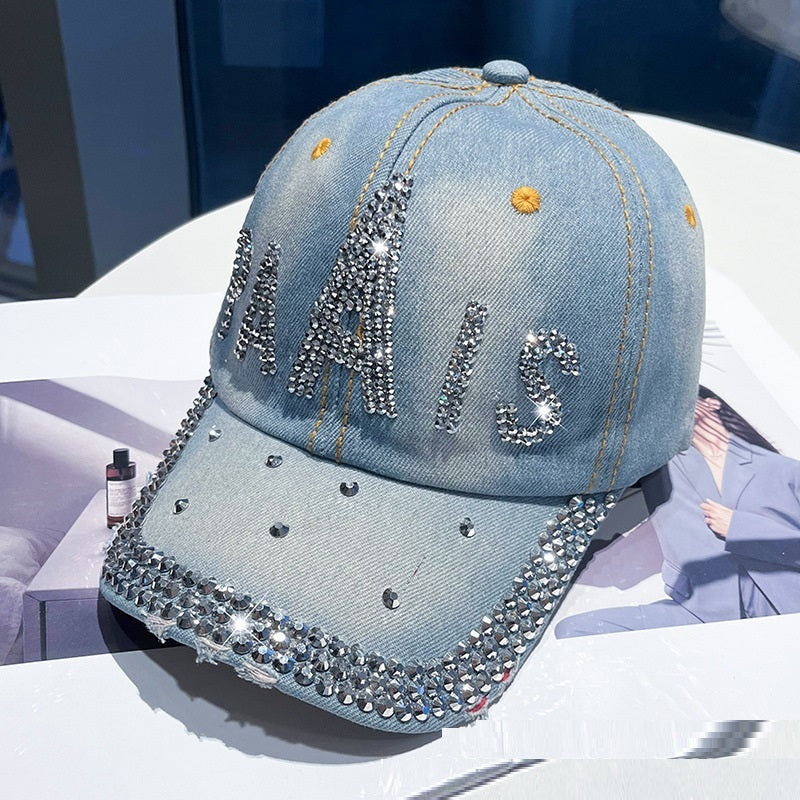 Hot Drilling Washed Denim Baseball Cap Sun-proof