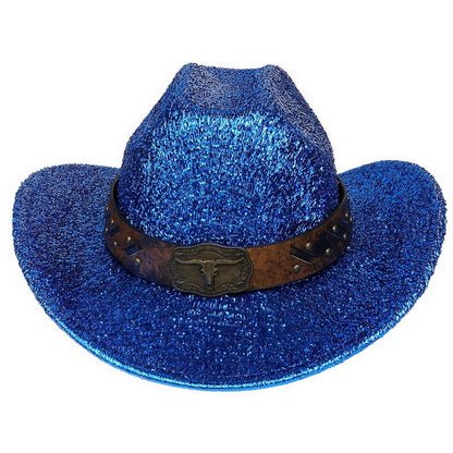 Glitter Cowboy Hat Halloween Black Gold Silver EVA Composite Cow Head Accessories