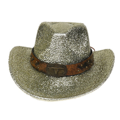 Glitter Cowboy Hat Halloween Black Gold Silver EVA Composite Cow Head Accessories