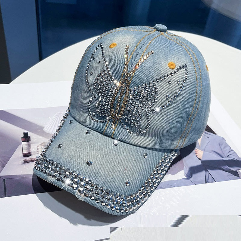 Hot Drilling Washed Denim Baseball Cap Sun-proof