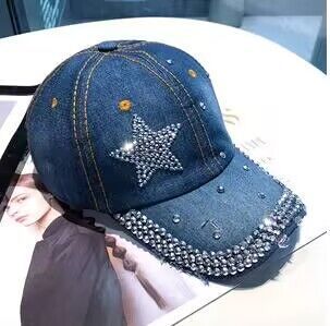 Hot Drilling Washed Denim Baseball Cap Sun-proof