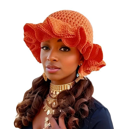 Handmade Crochet Frill Bamboo Hat Lace Woolen Cap