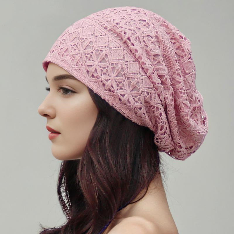 Lace Breathable Empty Flower Cover Gray Hair Pile Style Air Conditioning Cap