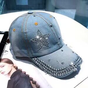 Hot Drilling Washed Denim Baseball Cap Sun-proof