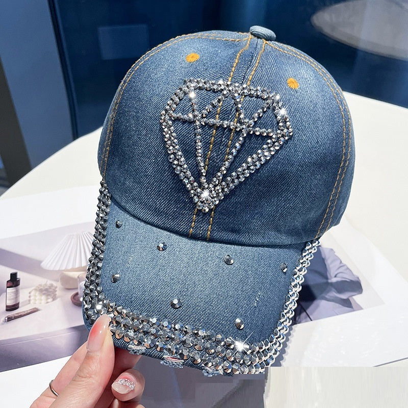 Hot Drilling Washed Denim Baseball Cap Sun-proof